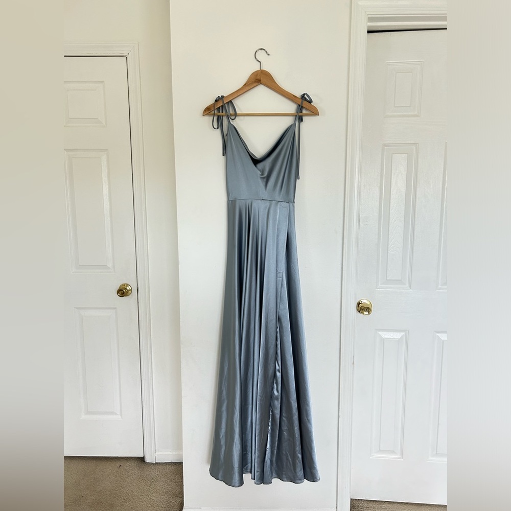 Metallic blue long dress